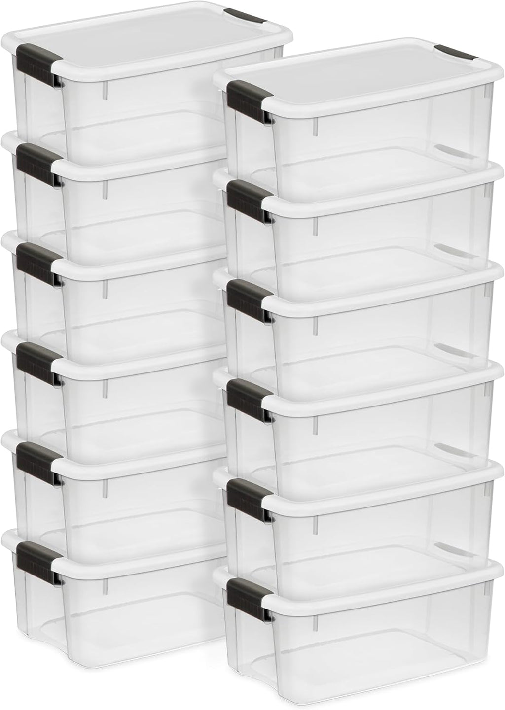 Sterilite 12-Pack Ultra Latching Storage Bins - Clear Plastic 18 Quart Organizing Containers for Home & Office
