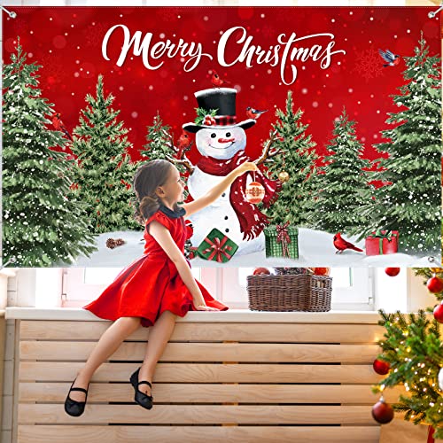 Irenare Christmas Snowman Backdrop Banner for Xmas Party Photo Booth