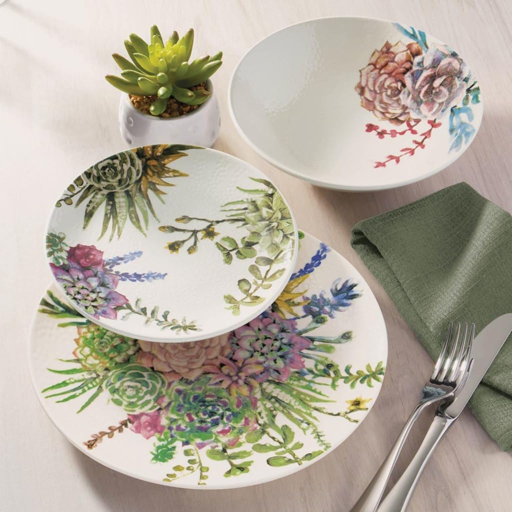 Oxford Unni-Botanic Stoneware 12 Piece Dinnerware Set Service for 4