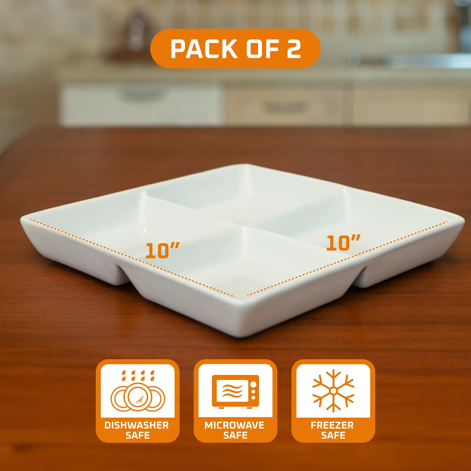 Bruntmor 5 Sectional Porcelain Divided Serving Platter - Relish Tray for Chips and Dip, Sweets, and Appetizers - Divided Serving Dishes for Veggies, Candy and Snacks - Condiment Tray Bowls
