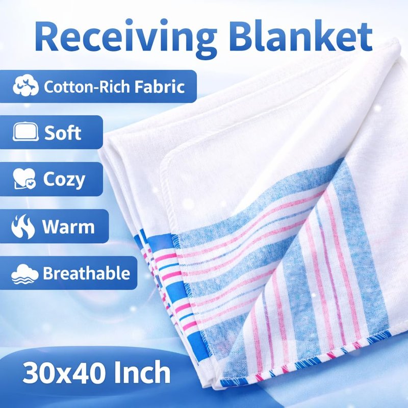 Vakly Hospital Receiving Baby Blankets [Pack of 3] Soft Flannel Nursery Swaddle, 30''x40'' Cozy Unisex Wrap for Swaddling & Wrapping Newborn Babies for Girl or Boy
