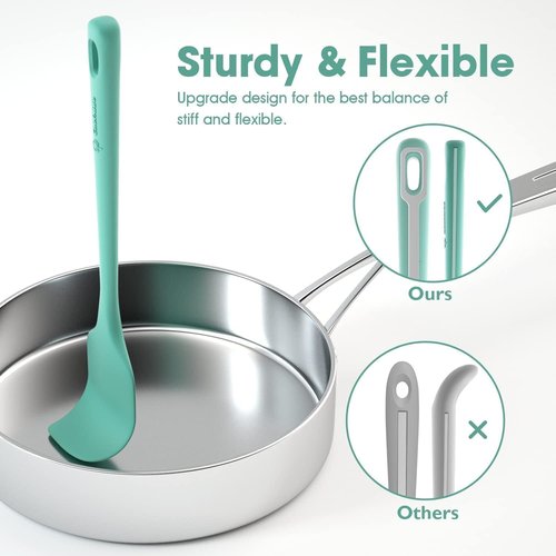 ChefAide Silicone Spatula Set - 4 Pieces, Heat Resistant Rubber with Ergonomic Grip for Nonstick Cookware