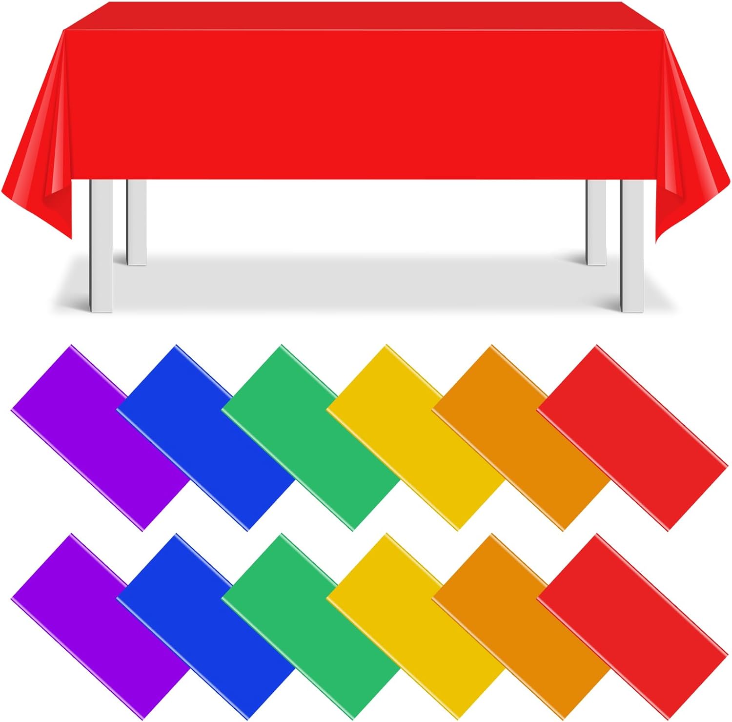 Rainbow Tablecloths by [Brand Name] - 12 Pack Disposable Plastic Covers for Parties | 54 x 108 Inch