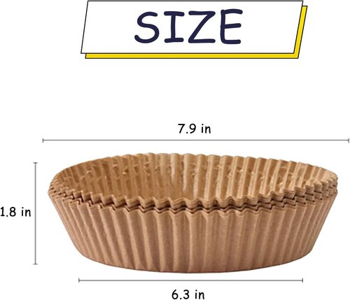 Air Fryer Disposable Paper Liners - Non-Stick Round Parchment for Baking & Roasting | 100PCS 6.3 Inch