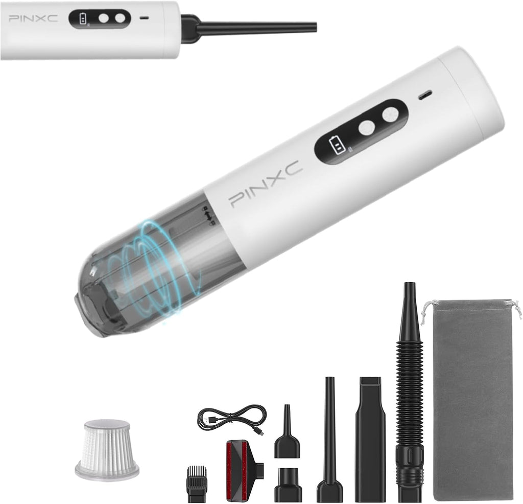 Skiennix Mini Vacuum Cleaner - Cordless 15000PA Handheld Power | 5-in-1 Portable for Car, Home & Pet Hair