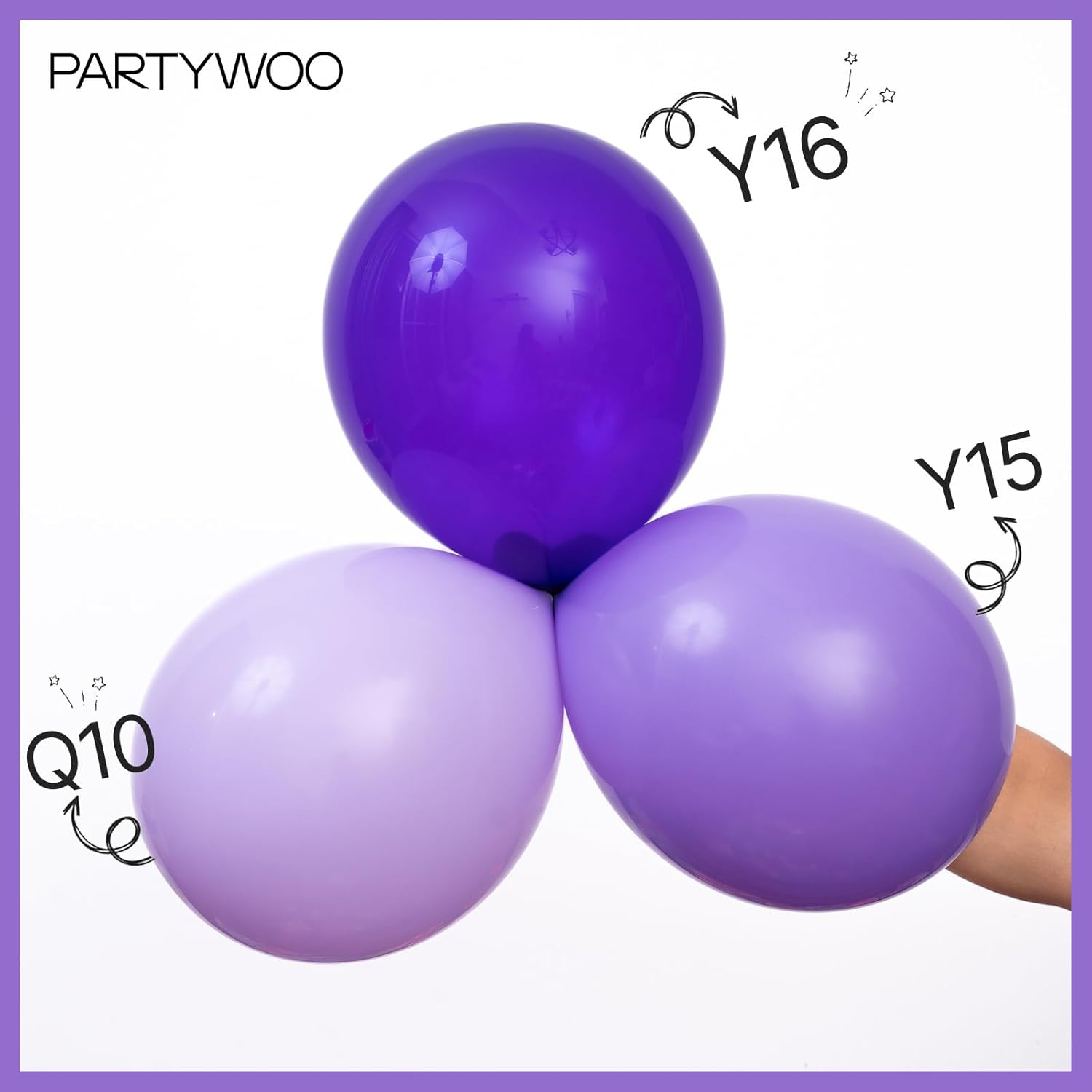 PartyWoo Purple Balloons - 101pcs 12-Inch Latex Balloons for Birthday & Wedding Decor