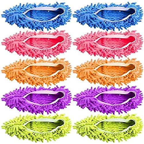 Reusable Microfiber Mop Slippers & Shoe Covers - 5 Pairs Floor Cleaning Socks