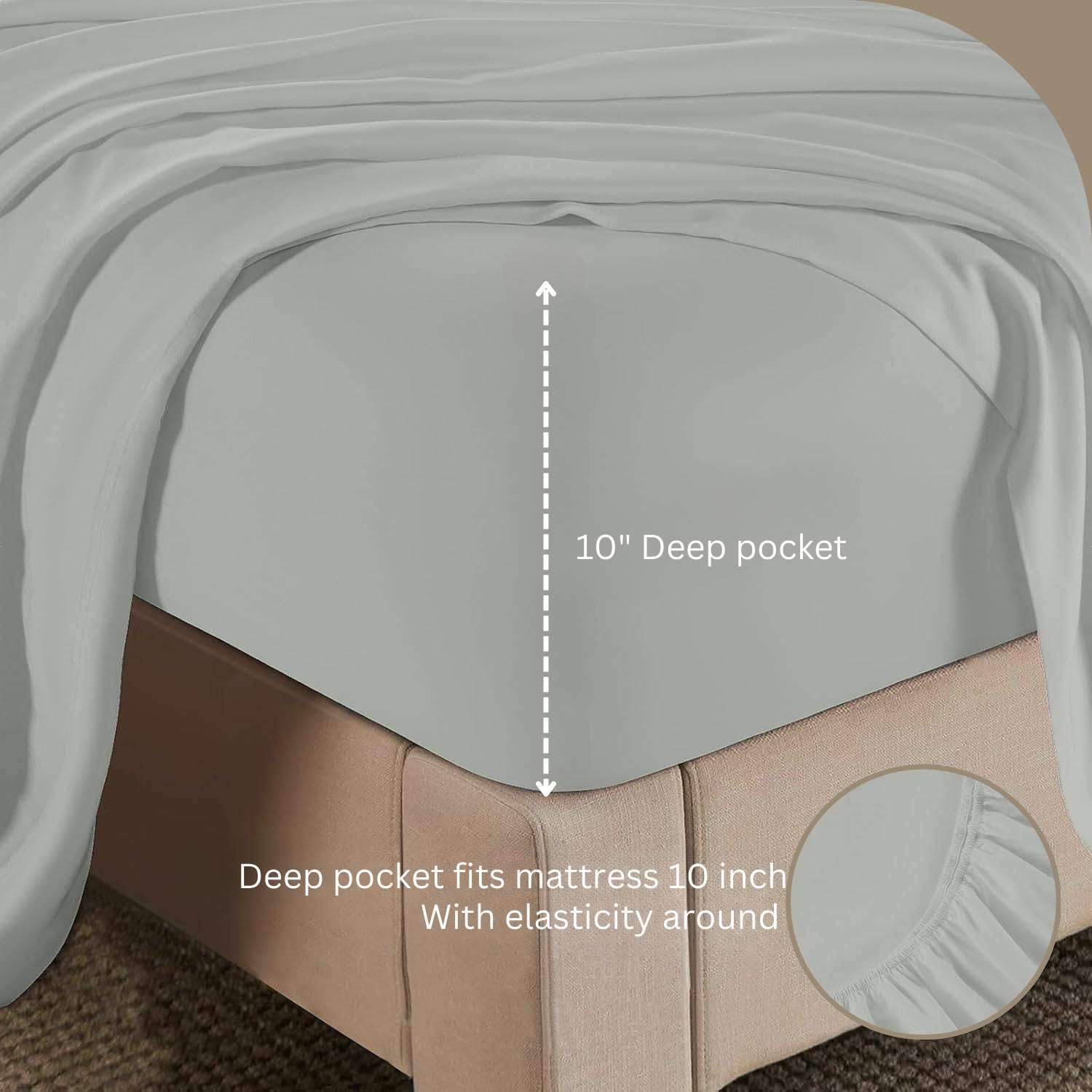 Incredible Bedding Luxury 4 Piece 3/4 Full Bunk Sheet Set, Ultra Soft Microfiber Sheets with Deep Pockets, Fits Mattresses up to 10 Inches, 48" x 75", Light Grey Solid