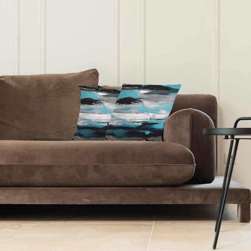 KUKNOS Blue Gray Decorative Throw Pillow Covers Black Teal Couch Pillow Covers White Turquoise Personalized Sofa Pillow Covers for Living Room Bedroom 18X18 Inch Set of 2