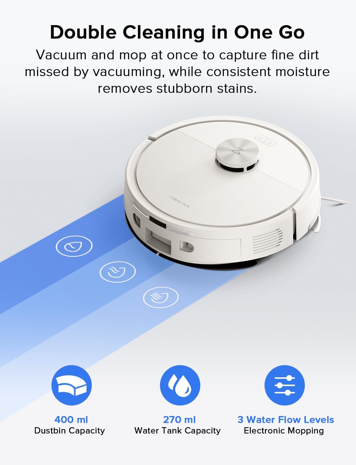 Roborock Q7 L5 Robot Vacuum & Mop Combo - 8,000Pa Suction, LiDAR Navigation, Self-Charging, White