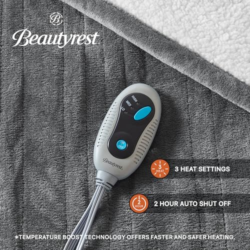 Reversible Heated Throw Blanket - Plush Sherpa Electric Blanket