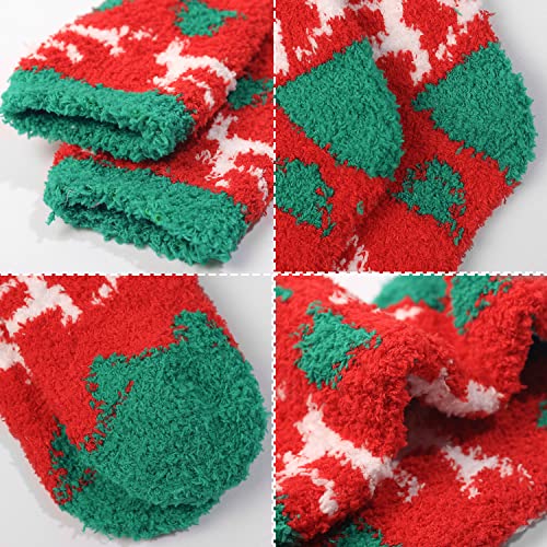 Christmas Color Fuzzy Cozy Slipper Socks for Women - Winter Warm Gifts