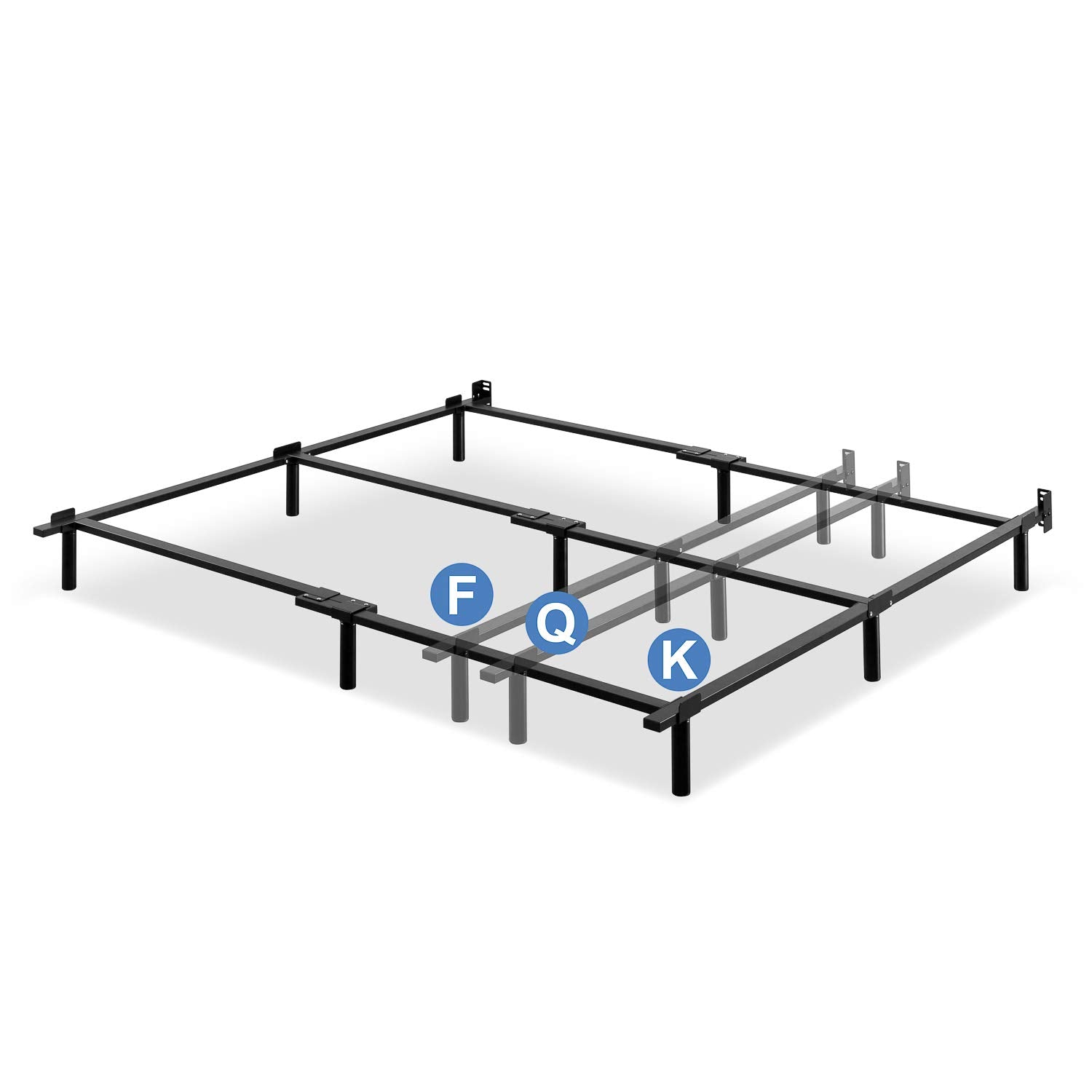 Zinus Paige Compack Adjustable 7 Inch Heavy Duty Bed Frame, for Box Spring and Mattress Sets, Fits Full Queen King