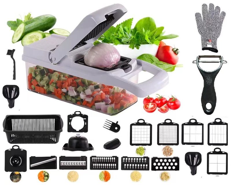 GETMAX New 2023 Vegetable Chopper 25 in 1 Multifunctional Onion Chopper Dicer Spiralizer for Veggie Mandoline Slicer Salad Food Chopper Potato Slicer Tomato Dicer 13 Blades kitchen gadget