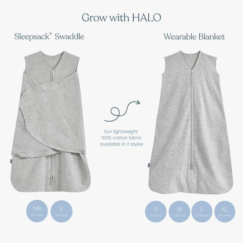 HALO 100% Cotton Sleepsack Swaddle - 3-Way Adjustable Wearable Blanket, Soft Pink, Newborn (0-3 Months)