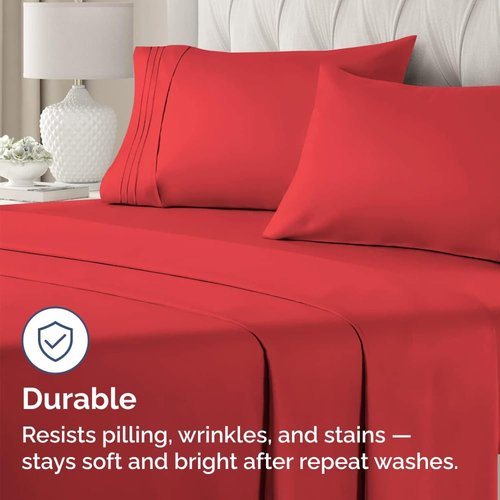 King Standard Pillow Cases - Soft Hotel Quality Pillowcase Covers | Comfy & Cozy Bedding Set of 4 - Red