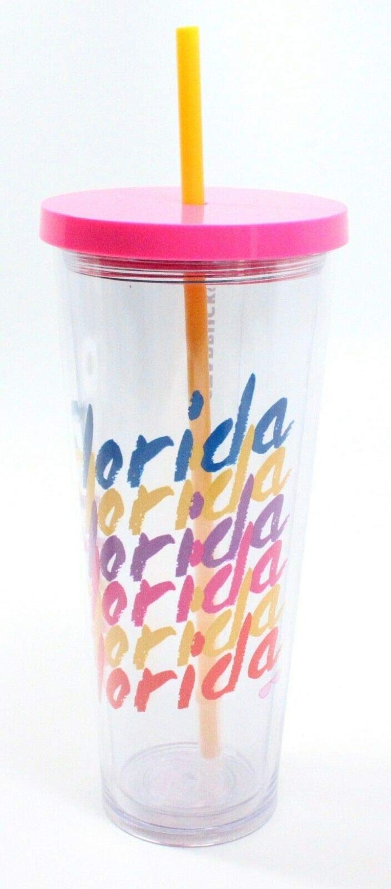 Starbucks FLORIDA Venti Size Acrylic Cold Cup With Straw