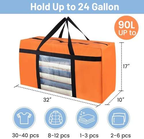CIVJET Extra Large Heavy-Duty Moving Bags - 6 Pack with Reinforced Zippers & Handles | Ideal for Clothes & Storage
