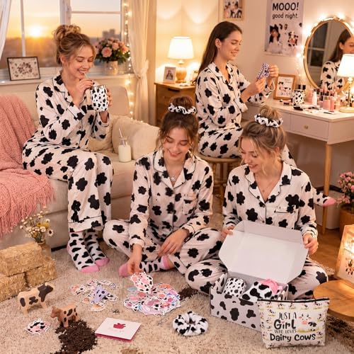 Landical 59 Pcs Cow Gift Set for Women - Cow Theme Holiday Cozy Kit
