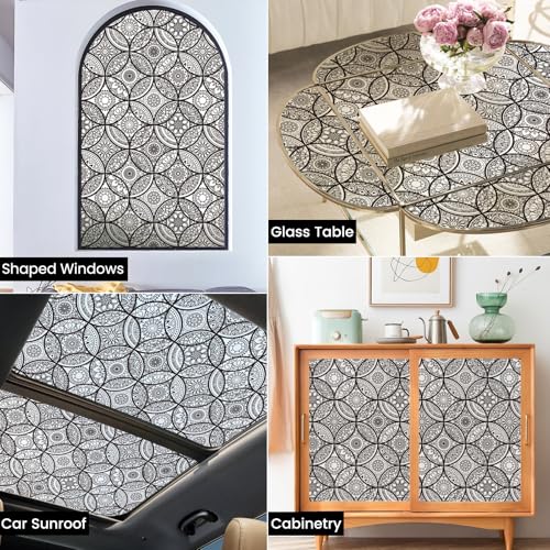 Boho Stained Glass Window Privacy Film, 17.7" x 78.7"