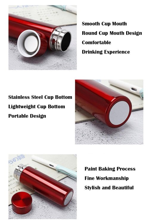 Stainless Steel Water Bottle, 5 Oz Small Insulated Water Bottle, Cute Skinny Water Bottle, Portable Mini Slim Flask for Coffee Tea Drinks in the Office Outdoor, Red, 150ml