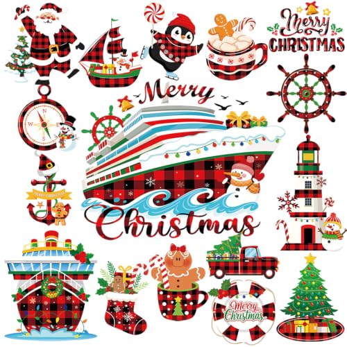 Dazoratix Christmas Cruise Door Magnets Set of 16 - Holiday Nautical Decorations B-16