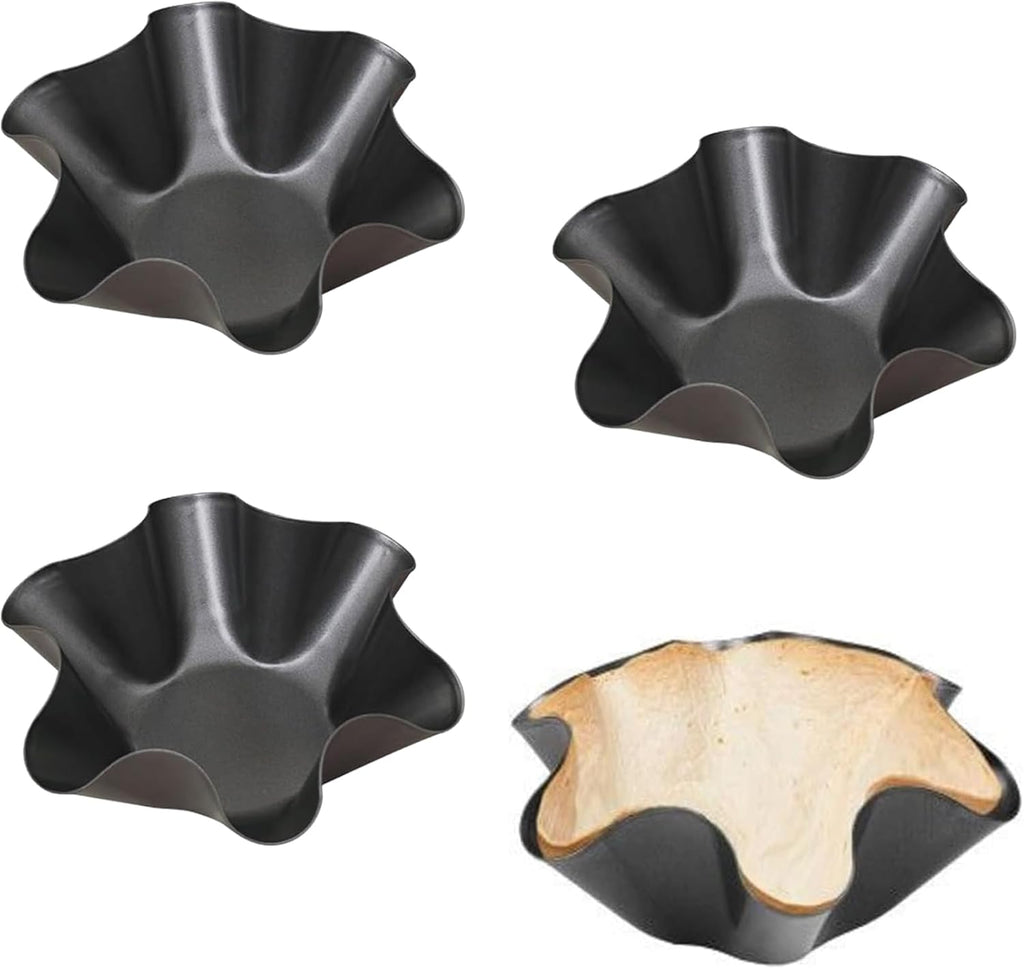 Skiennix 4-Pack Tortilla Pan Set - Nonstick Carbon Steel Taco Shell Molds | Dishwasher & Microwave Safe