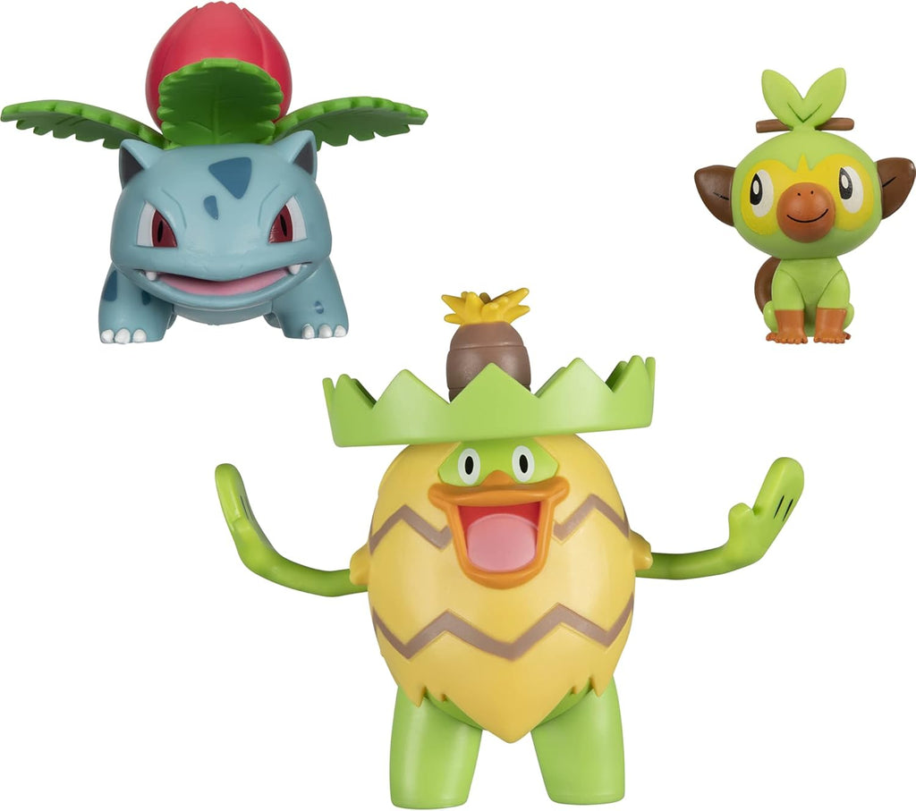 Pokémon Battle Figure Set - Grass-Type Theme with Ludicolo, Ivysaur & Grookey | Perfect for Kids' Collectors
