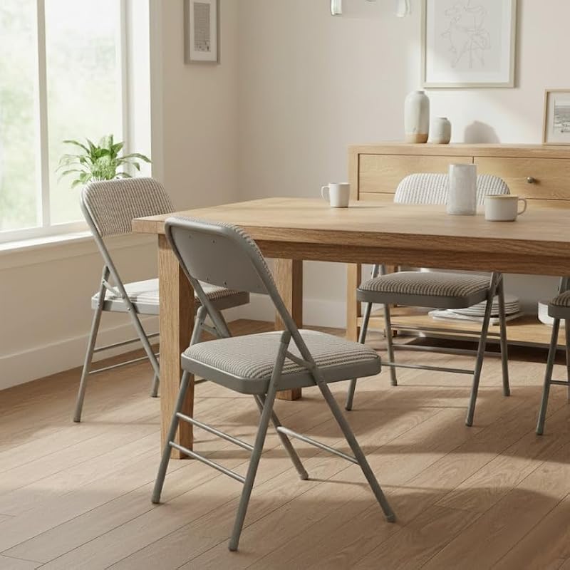 2-Pack Steel Frame Folding Chairs with Foam Padded Fabric Seats