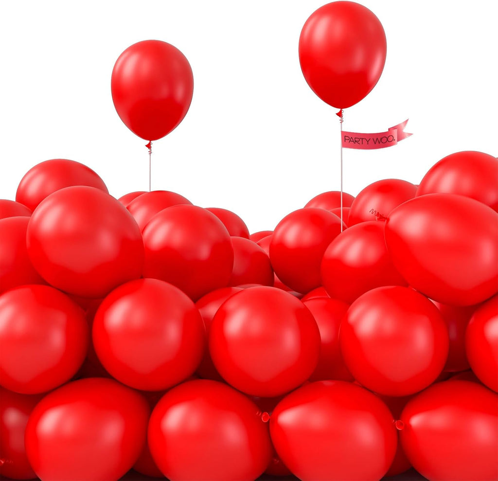 PartyWoo Red Balloons - 50 Pcs Mini Matte 5-Inch Latex Balloons for Celebrations & Events
