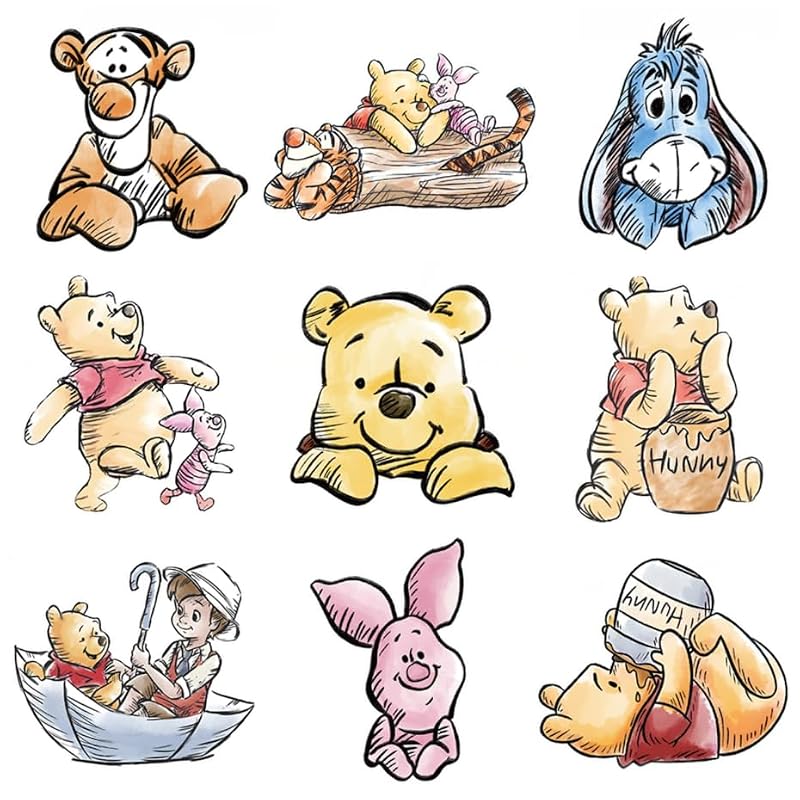 9-Piece Large Bear Cardboard Cutouts with Stands for Party Decorations