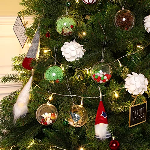 Sratte 24 Pcs Clear Christmas Ornaments 3.15 Inch with Silver Hanging Lanyard - Fillable Plastic Balls