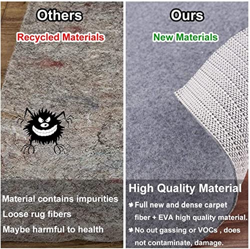 Non-Slip Rug Pad 10x14 Ft - Felt and Rubber Double Layer Carpet Cushion