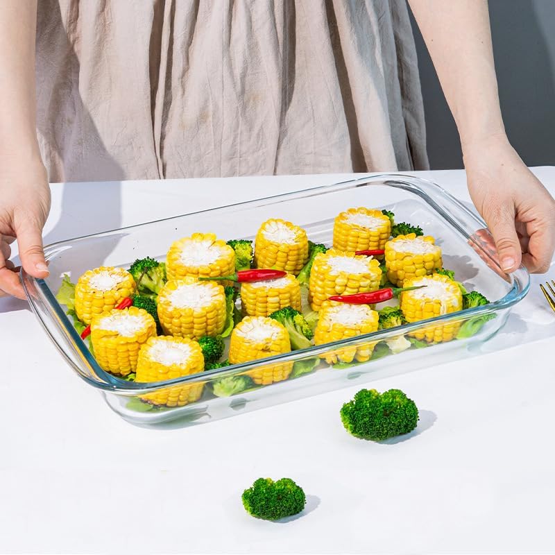 Regine Switzerland 1.7 Quart Deep Glass Baking Dish - Versatile Rectangular Bakeware for Lasagna & Leftovers
