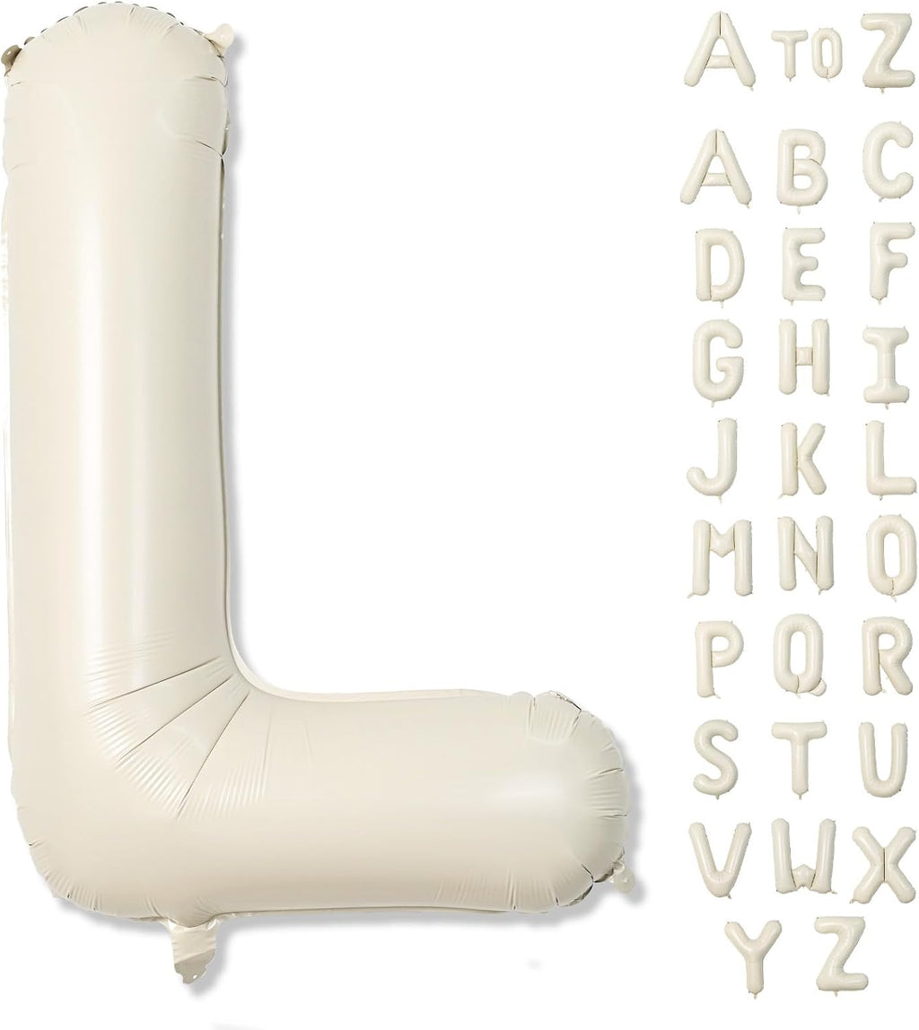 Skiennix Large Mylar Helium Alphabet L Balloon - 40 Inch Beige Foil Letter for Girls' Birthday Decor
