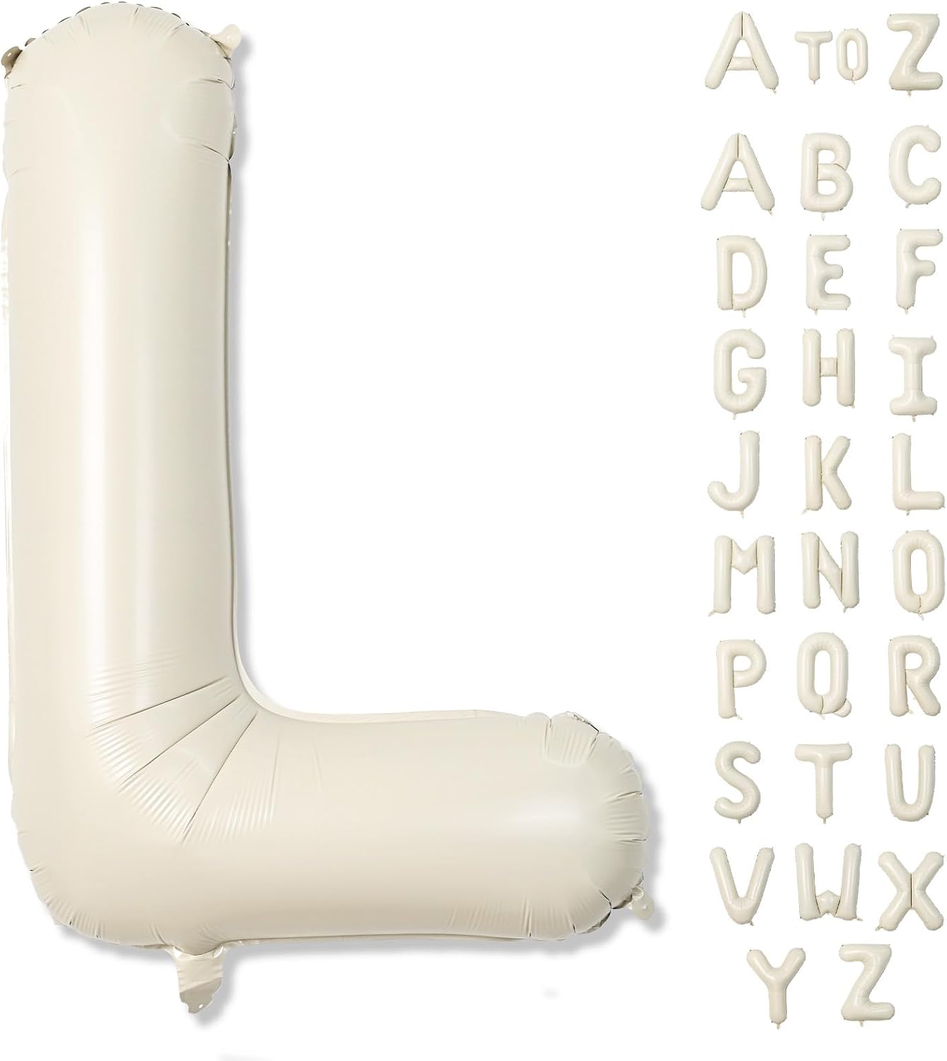 Skiennix Large Mylar Helium Alphabet L Balloon - 40 Inch Beige Foil Letter for Girls' Birthday Decor