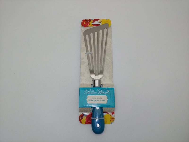 The Pioneer Woman Thin Stainless Steel Metal Spatula 12 1/4" Turner ABS Handle Dishwasher Safe, Teal
