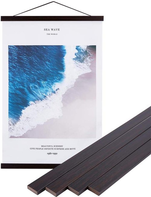 Benjia Magnetic Light Wood Poster Frame - 25x16, 25x35, 25x38 for Canvas Art | Walnut Finish (1 Pack)