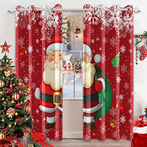 AWERT Santa Christmas Curtains 2 Panels 42x63in Blackout Grommets – Living Room Decor