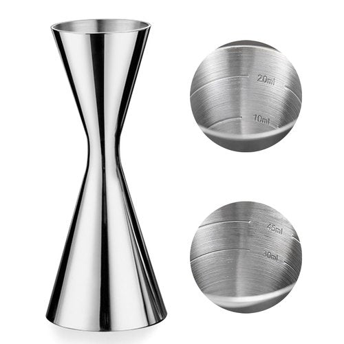 LILIWER Japanese Jigger for Bartending,Cocktail Shaker 2 OZ 1 OZ with Measurements Inside,Premium 304 Food Grade Stainless Steel (Silver, 2/1 oz)