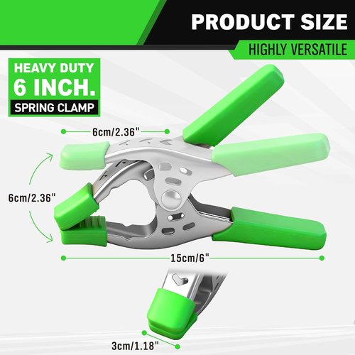 Heavy Duty Spring Clamps by 27-Piece | 6-Inch Large Clamps with 2.4-Inch Jaw Opening for Woodworking & Photography