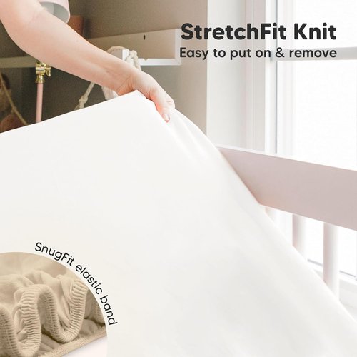 KeaBabies Baby Crib Sheets - Soft & Cozy 2-Pack Fitted Viscose Bamboo Toddler Bedding | 52x28 (Khaki)