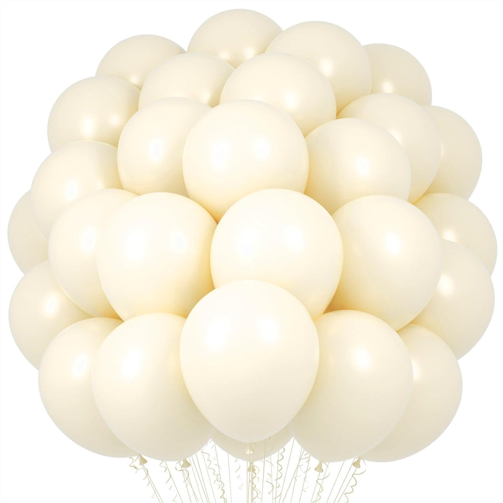 Voircoloria Ivory White Balloons - 12-Inch Latex Party Balloons | 66-Pack for Weddings & Celebrations