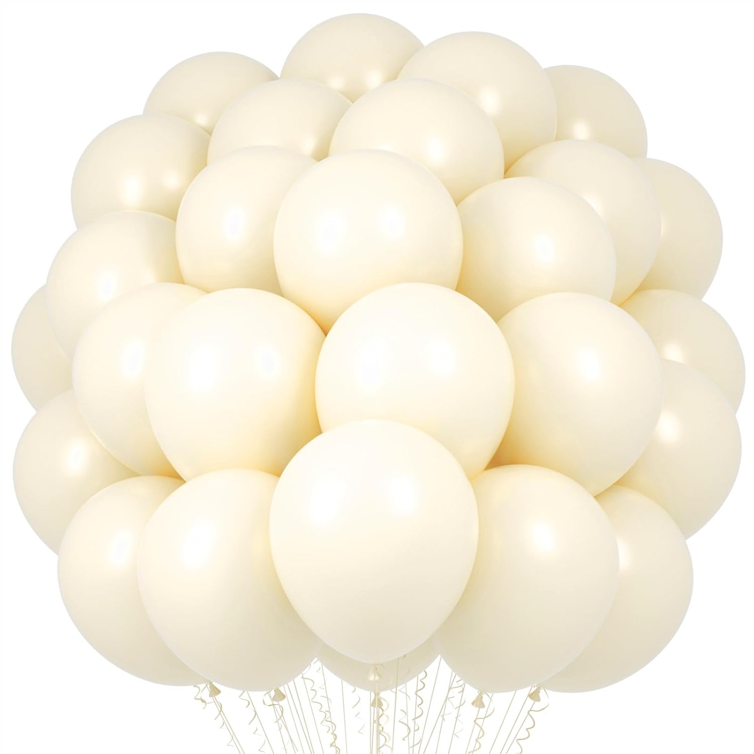 Voircoloria Ivory White Balloons - 12-Inch Latex Party Balloons | 66-Pack for Weddings & Celebrations
