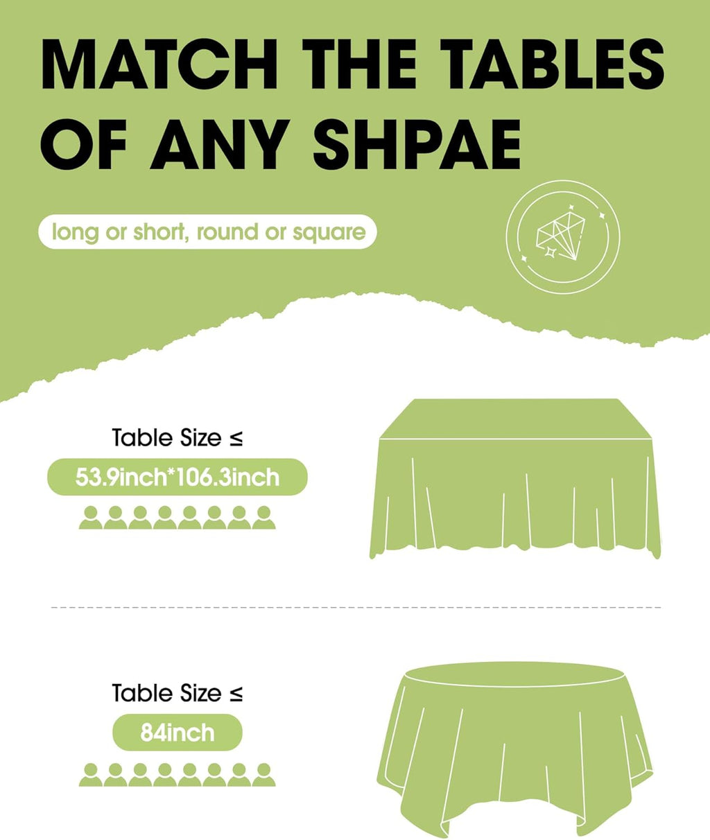 Pureegg Disposable Table Set - 10 Pack of Leakproof White & Blue Tablecloths (54''x108'') & Runners (14''x108'') for Events