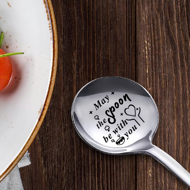 Yaozeio Stainless Steel Soup Spoons Set - Engraved Gift for Family & Friends