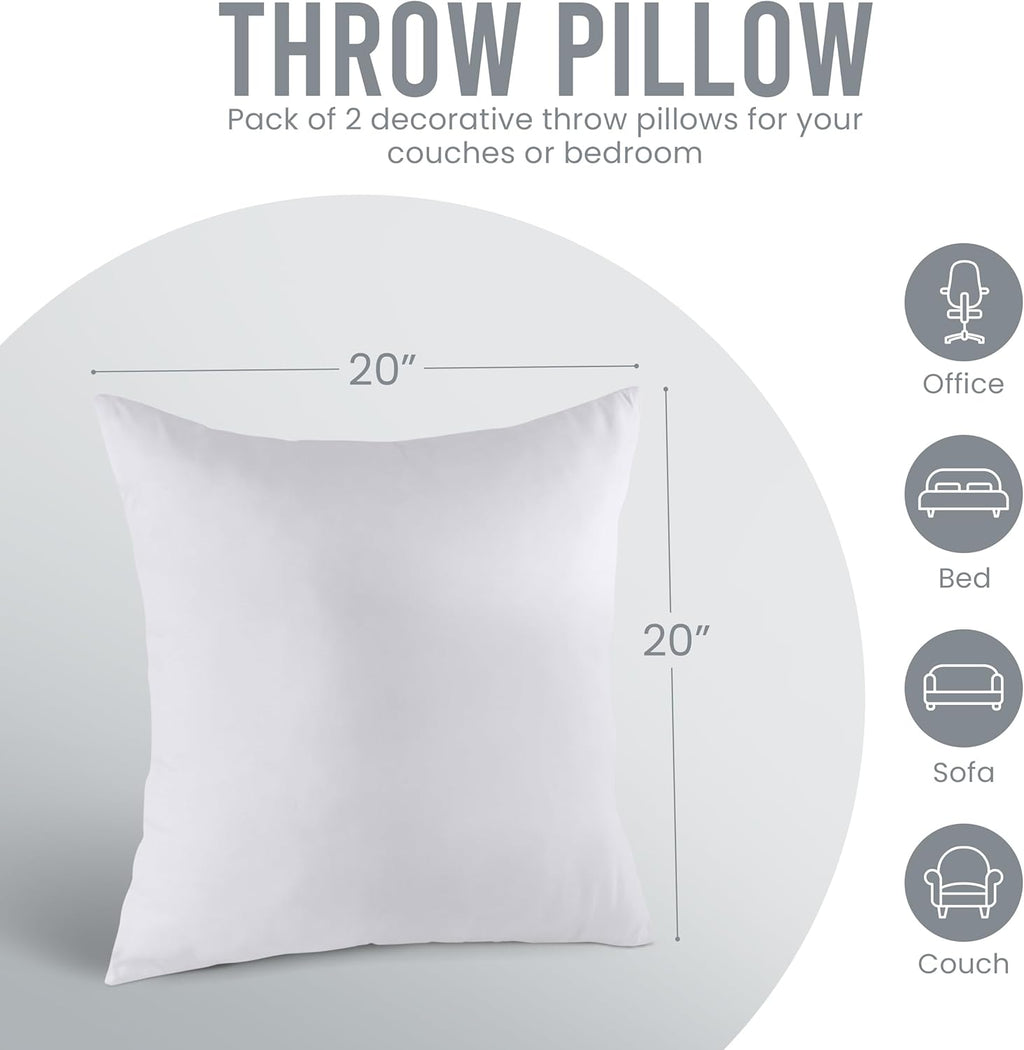 Utopia Bedding Pillow Inserts - Soft & Supportive 20x20 Decorative Throw Pillows | Set of 2, White