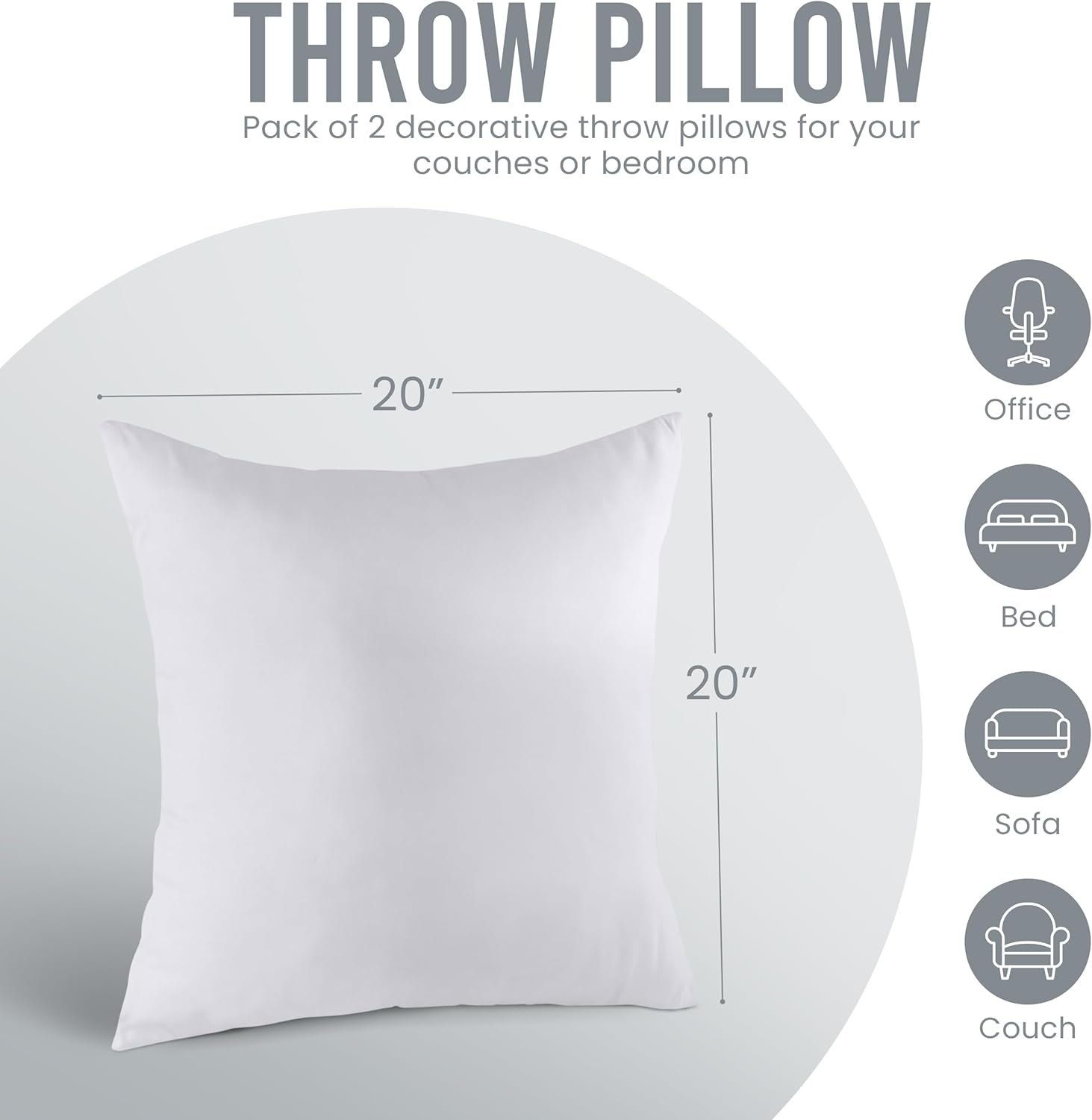 Utopia Bedding Pillow Inserts - Soft & Supportive 20x20 Decorative Throw Pillows | Set of 2, White