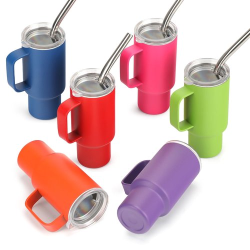 STFALI Cute Shot Glasses with Handle 2 oz, Mini Shot Tumbler with Lid and Straw, Kawaii Insulated Tumblers for Espresso Coffee Spirits Cute Stuff Funny Gifts (6 Pack-B)