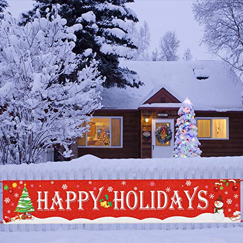 Happy Holidays Banner 8.2ft x 1.5ft Red Christmas Party Banner